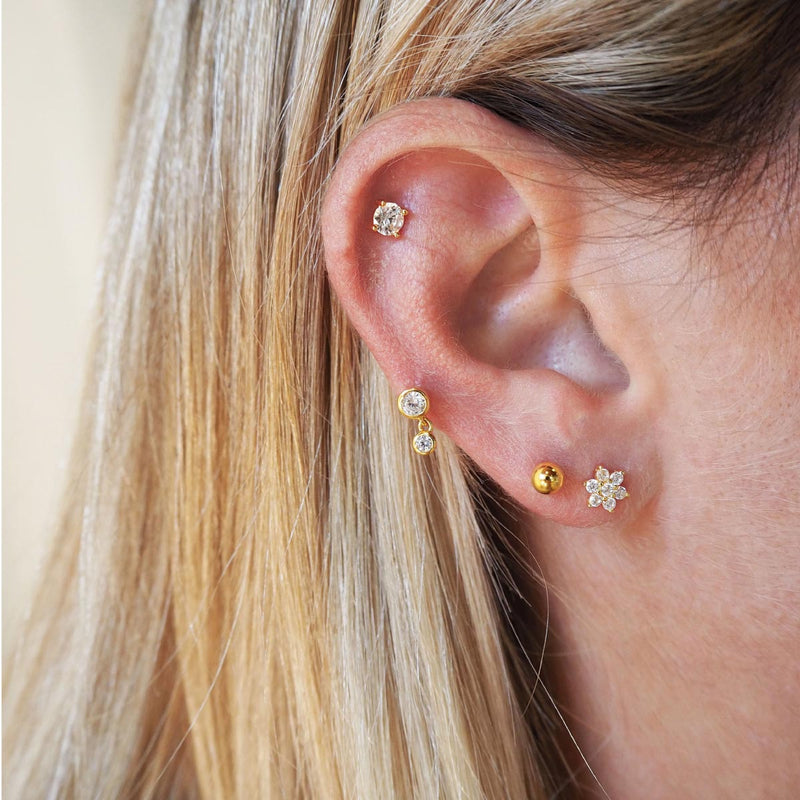 Pendiente piercing bola mini 4mm plata