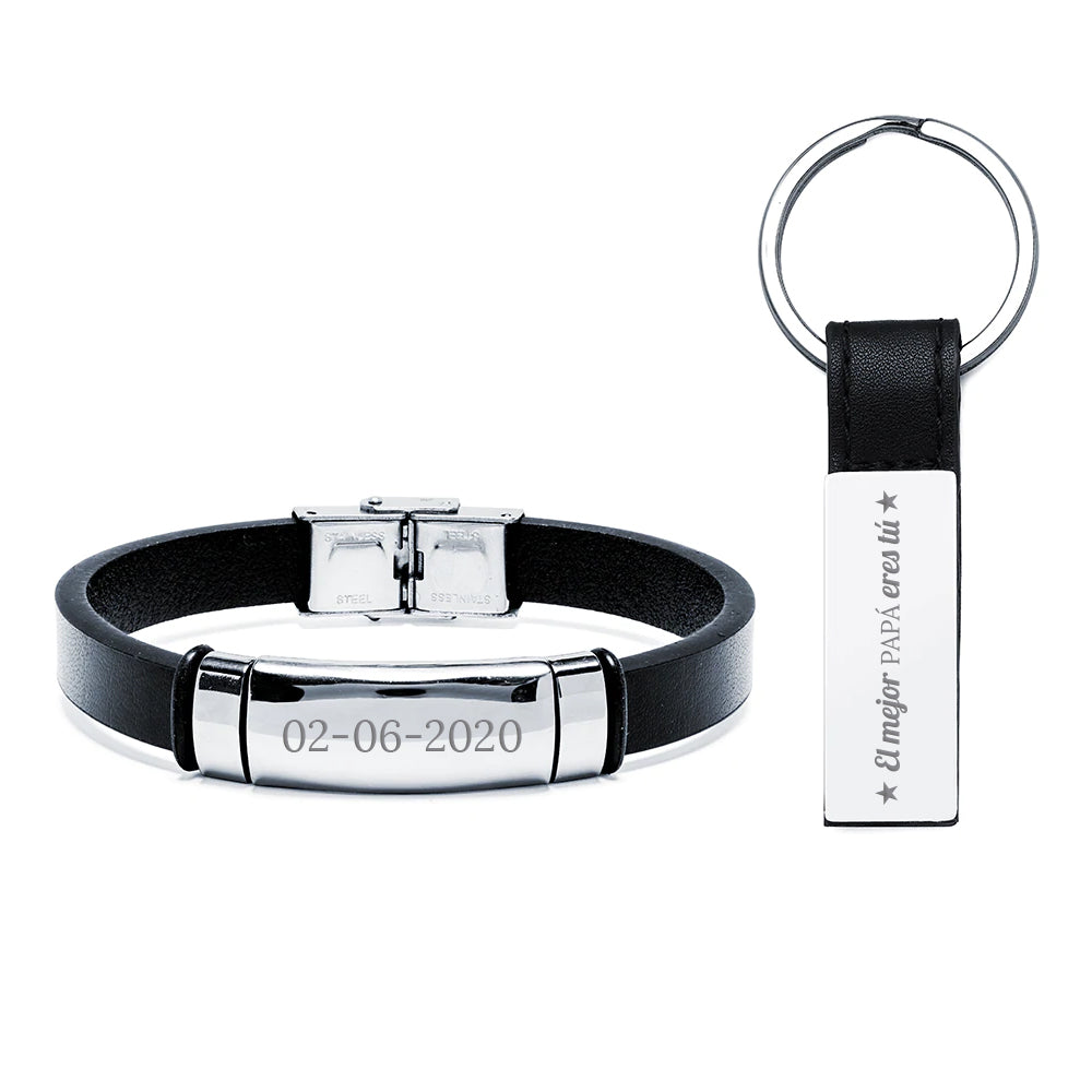Pack Llavero y Pulsera Hombre Acero