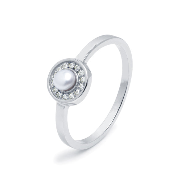 Anillo Concéntrico Perla Plata