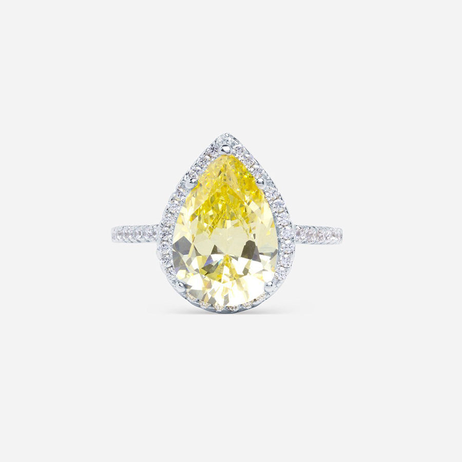 Anillo Pear Cut Amarillo Pave