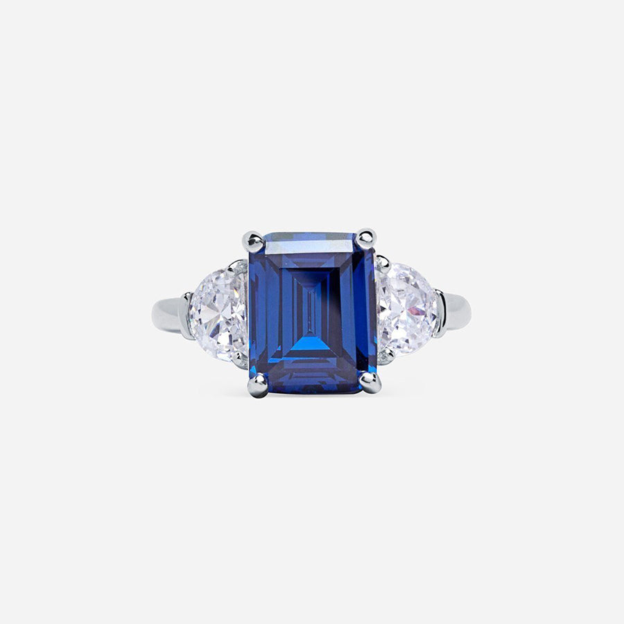 Anillo Square Emerald Cut Saphire