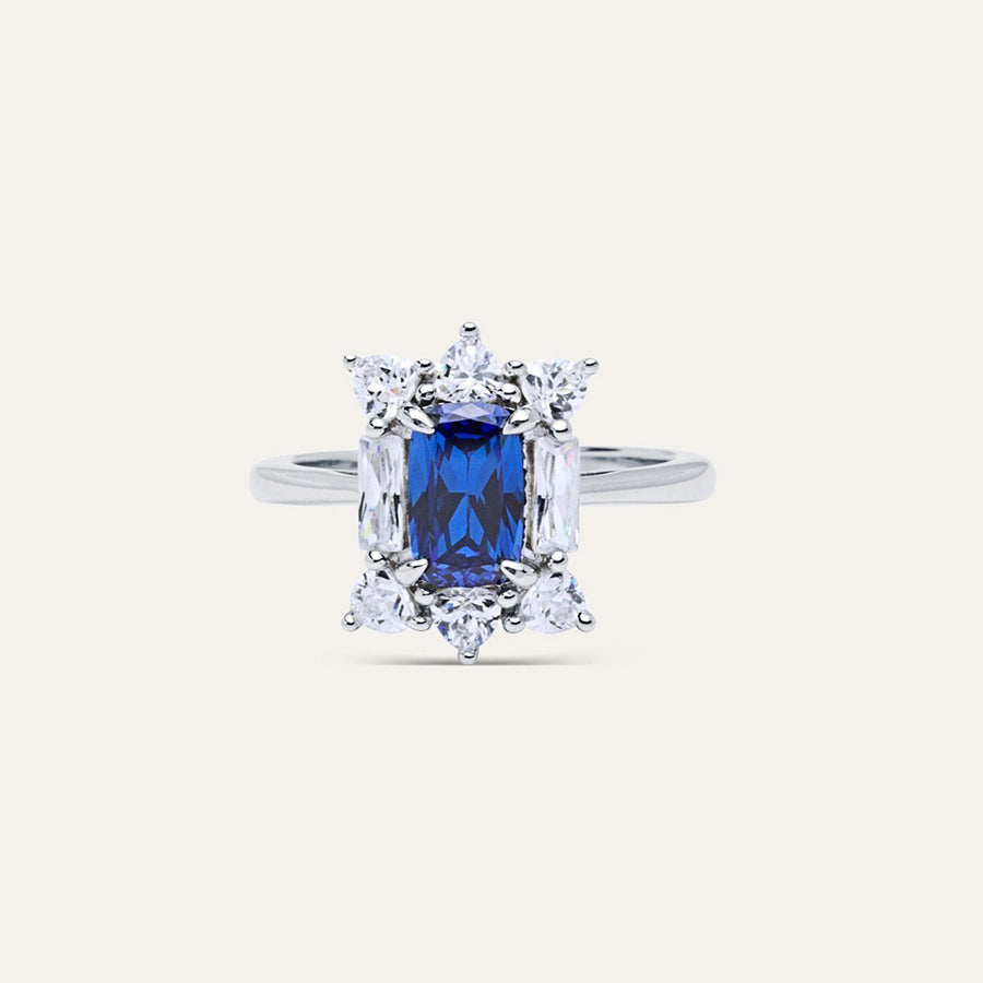 ANILLO EMERALD CUT SAPHIRE CENTRAL