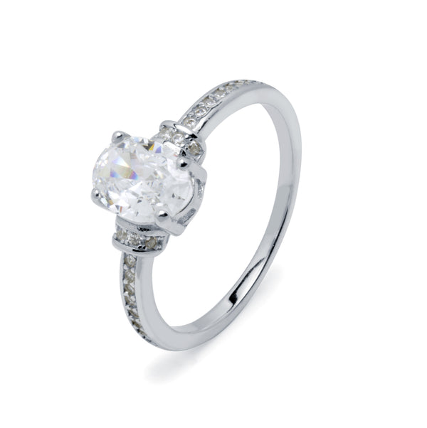 Anillo Americano con Circonita Oval Plata