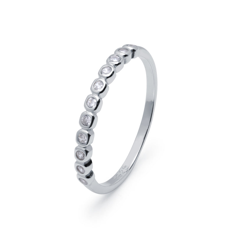 Anillo Row con Circonitas Plata