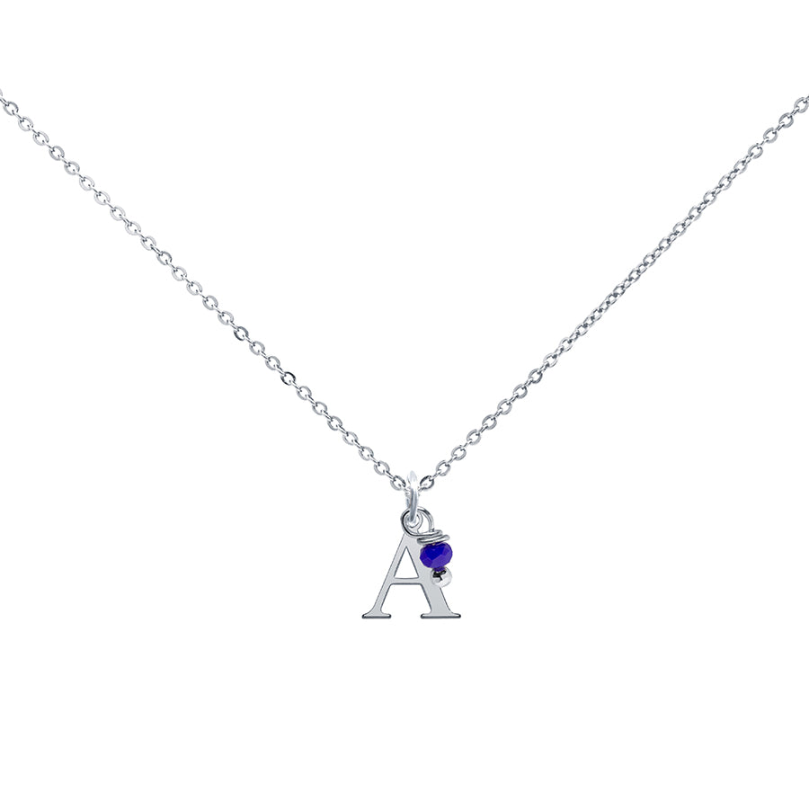 Collar con Inicial Charm Azul Acero