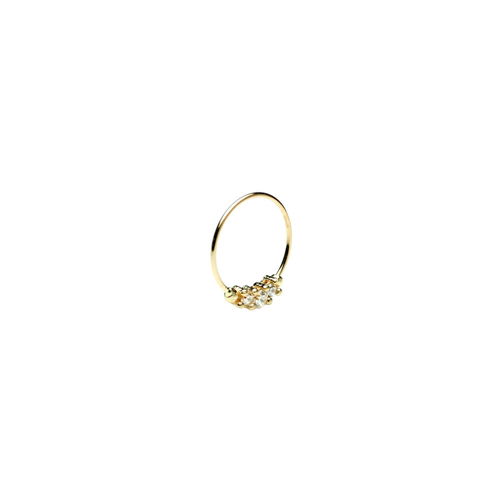 Piercing  Aro Liso Oro 3 Circonitas