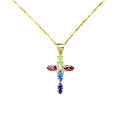 Collar Cruz Colores Lilas de Plata 925