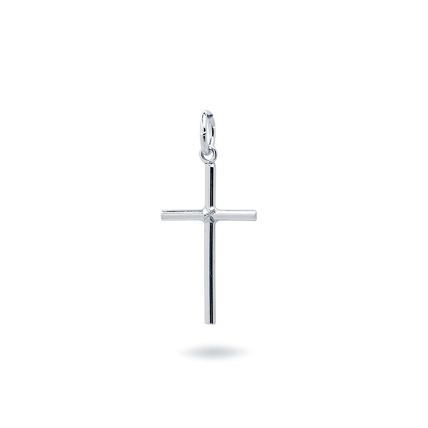 Cruz tubo lisa mediana Plata