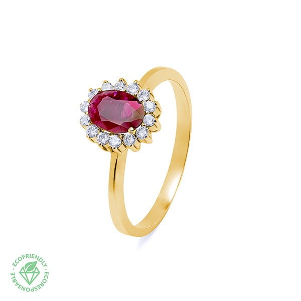 Anillo Diamantes y Rubí 1,0ct. Atenea en Oro