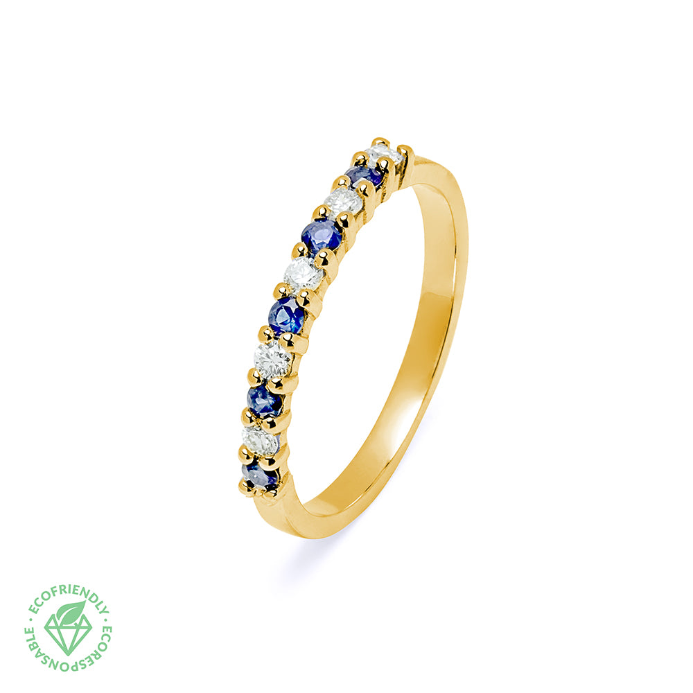 Anillo Diamantes y Zafiro 0,4ct. Aura en Oro