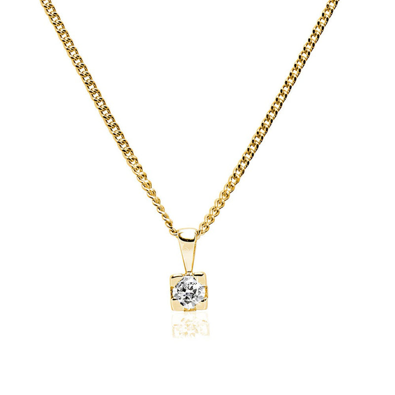 Cadena y Colgante Square Diamante 0,10ct. en oro