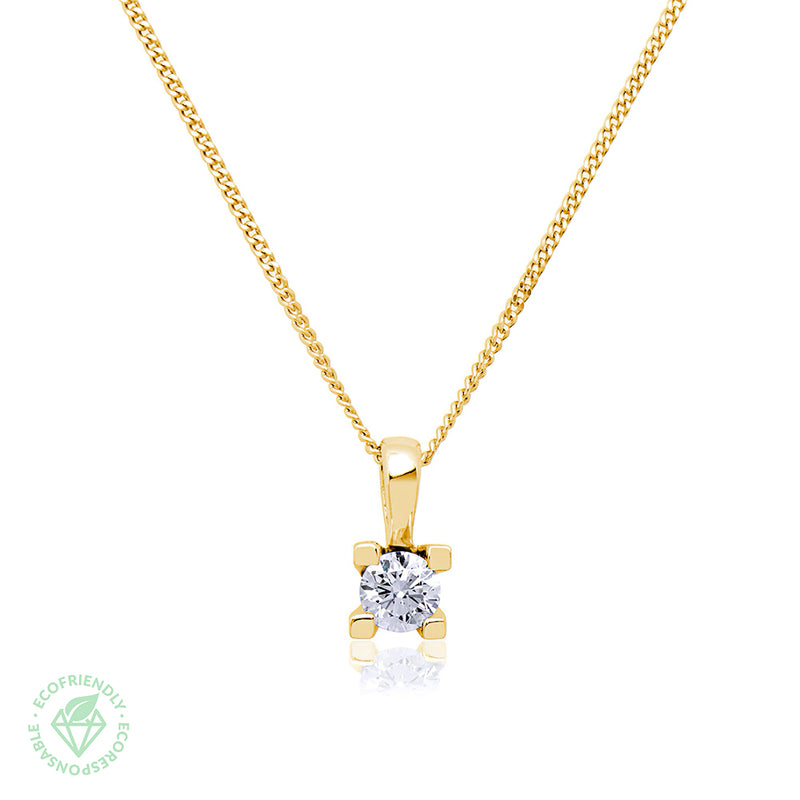Cadena y Colgante Square Diamante 0,20ct en oro