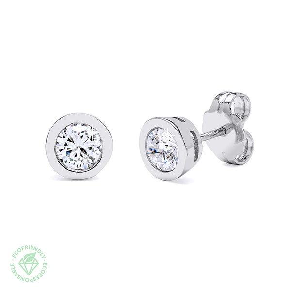 Pendientes Diamantes Creados 1.0 ct bisel en oro blanco