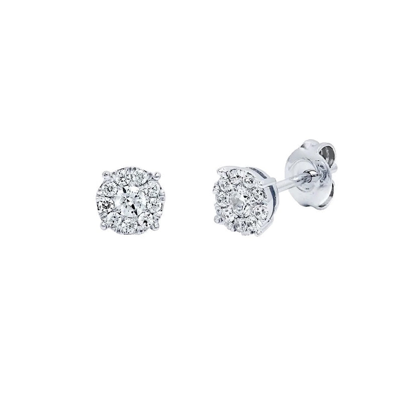 Pendientes Diamantes Creados Rosetón Grande Oro Blanco