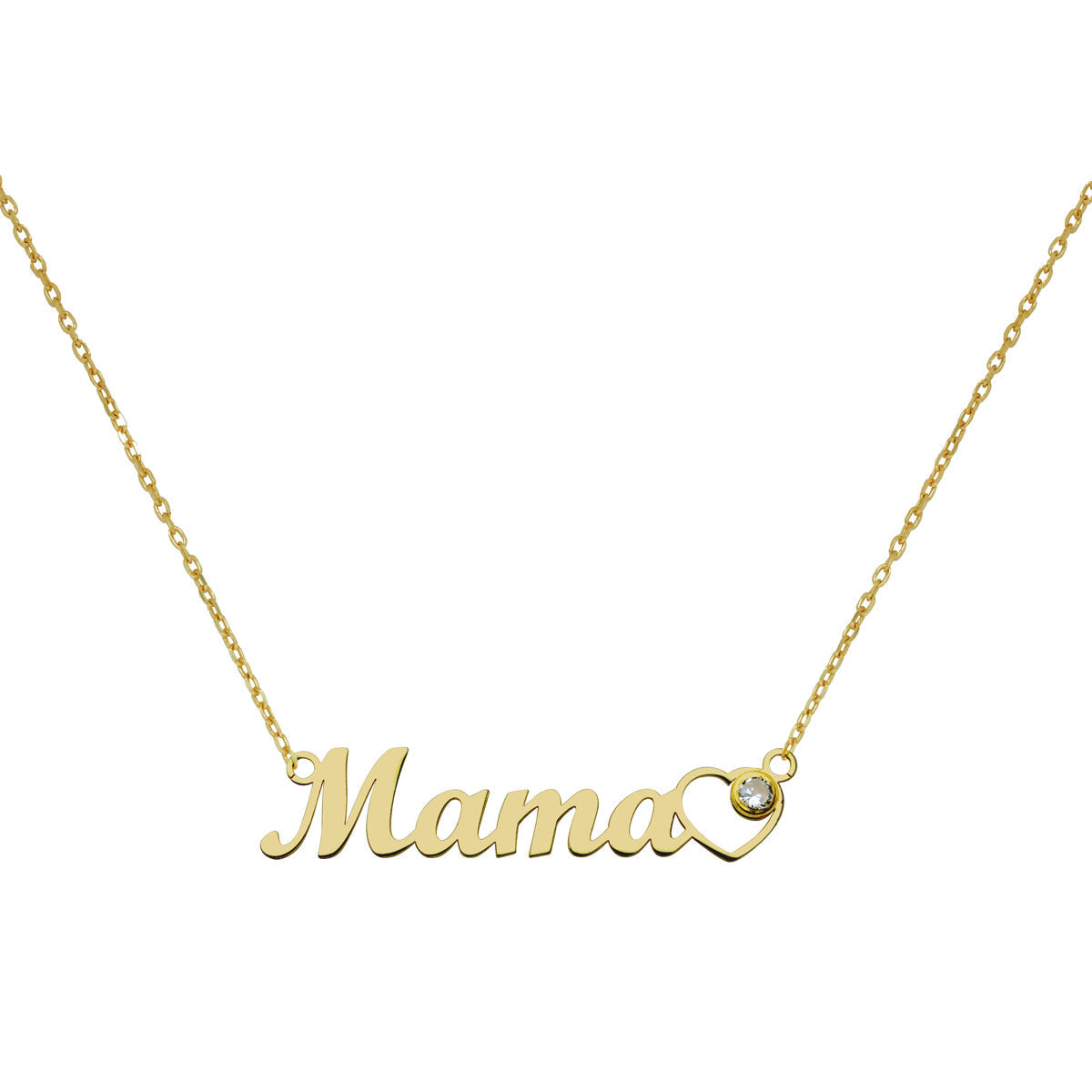 Collar Mamá Silueta Corazón Circonita Oro