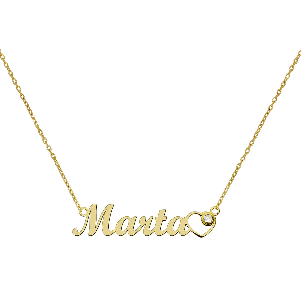 Collar con Nombre y Corazón Circonita San Valentín