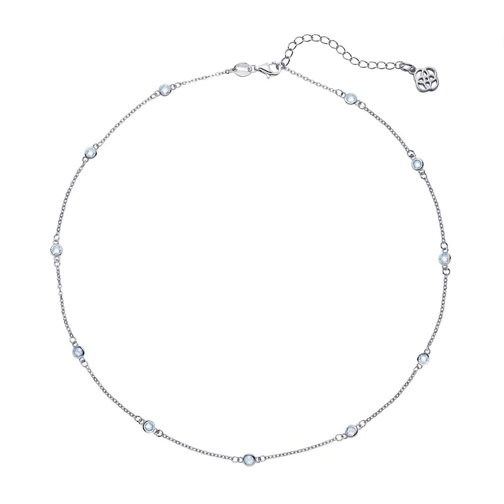 Collar Circonitas Azul Plata