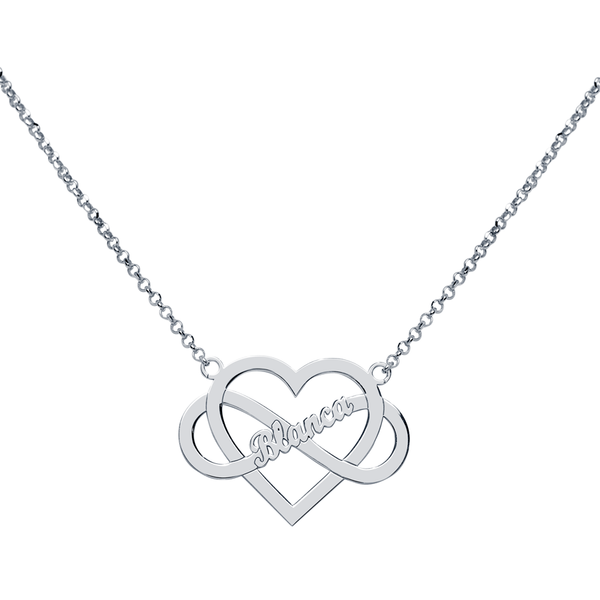 Collar con Nombre Corazón Infinito Plata
