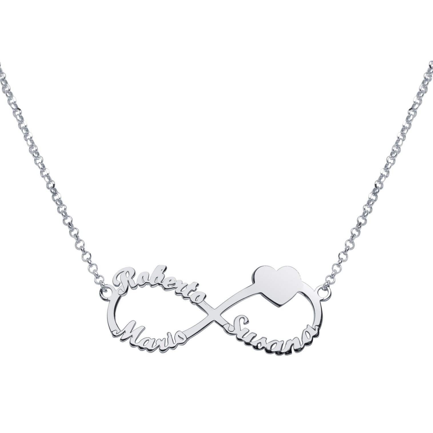 Collar Infinito Triple Corazón Plata