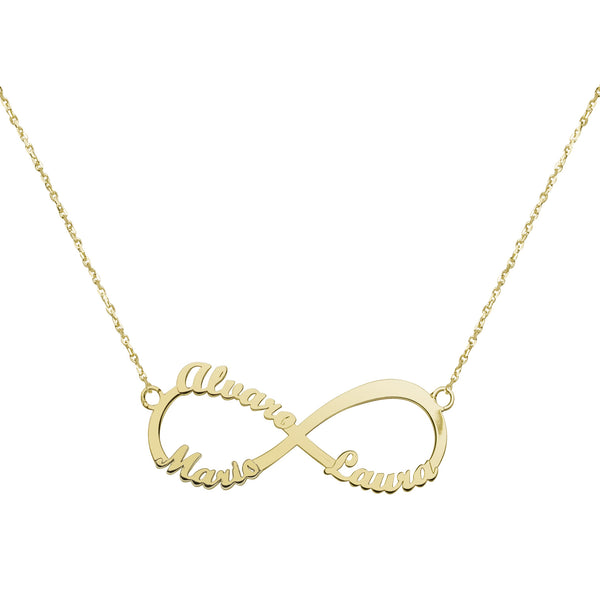 Collar con nombres Infinito Triple Oro