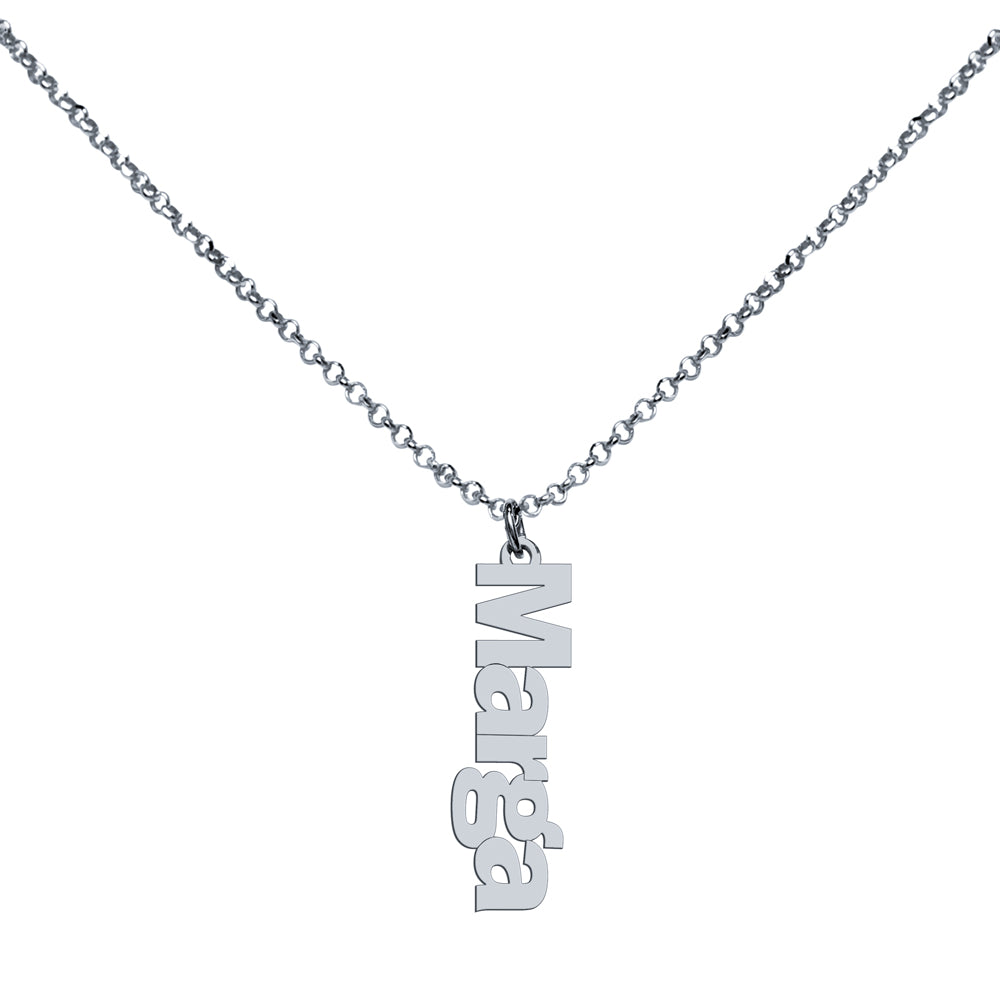 Collar con Nombre Vertical Plata