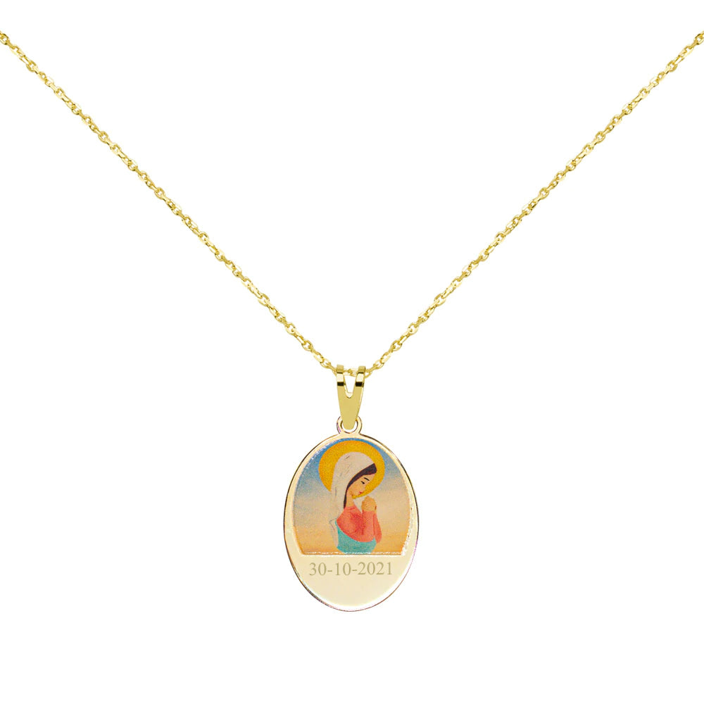 Collar Virgencita manto blanco Oro