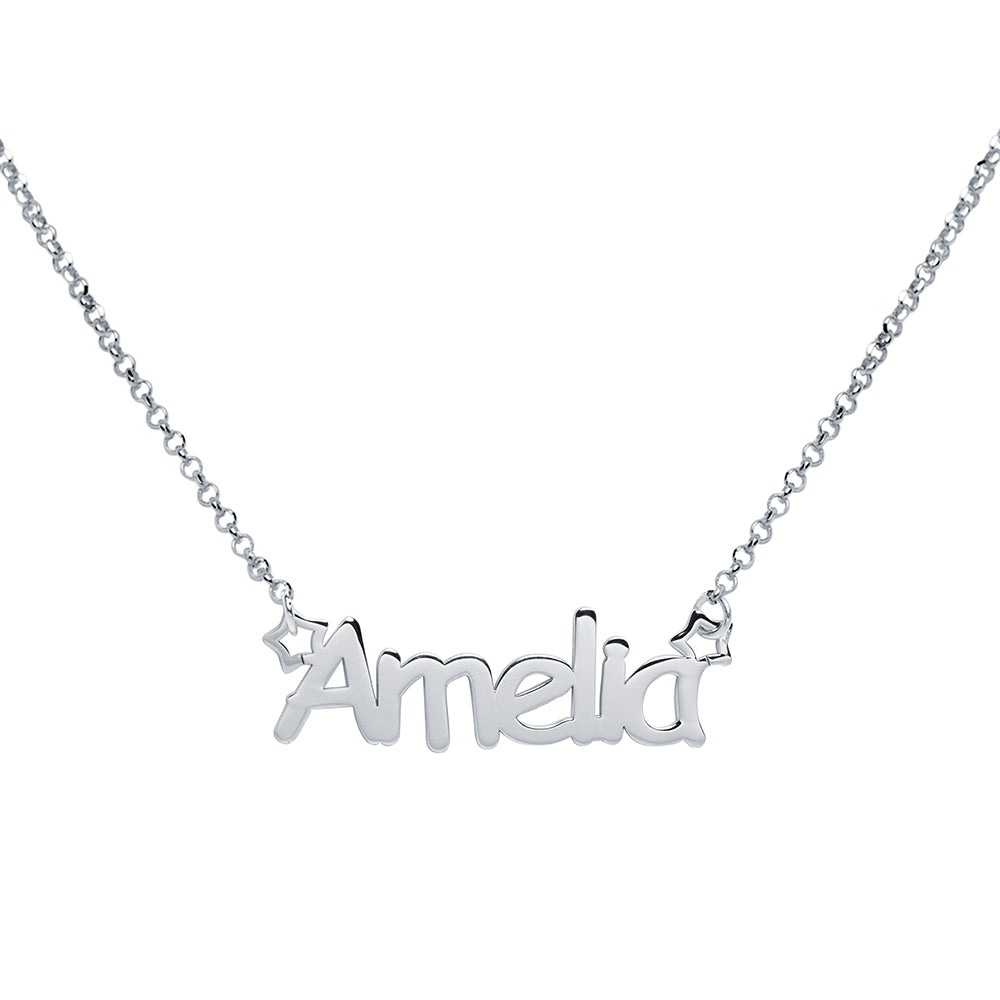 Collar con Nombre Kids Estrellas Plata