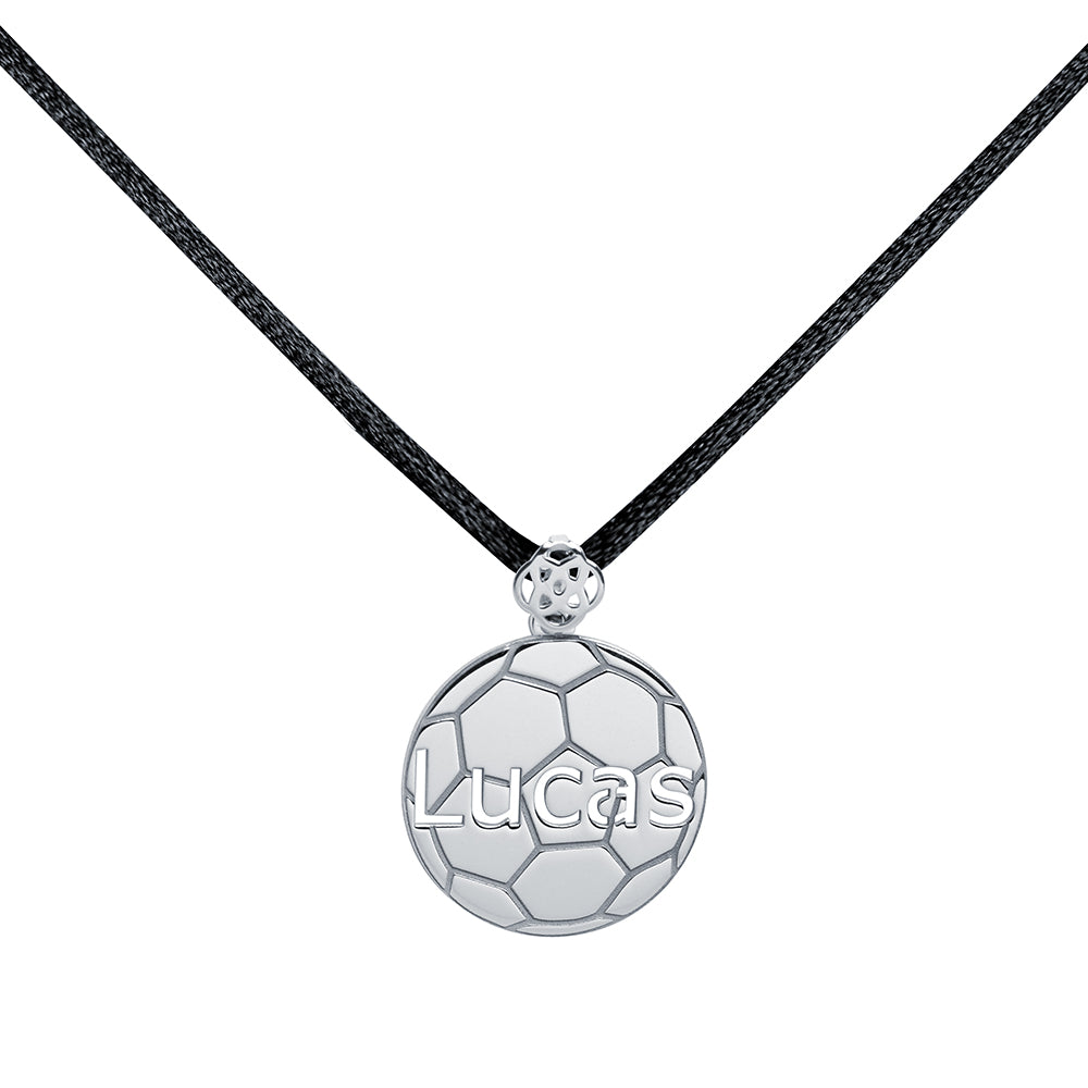 Collar con Nombre Fútbol Cordón y Plata