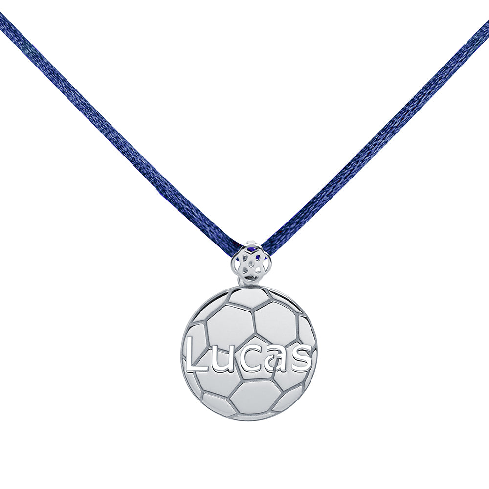 Collar con Nombre Fútbol Cordón y Plata