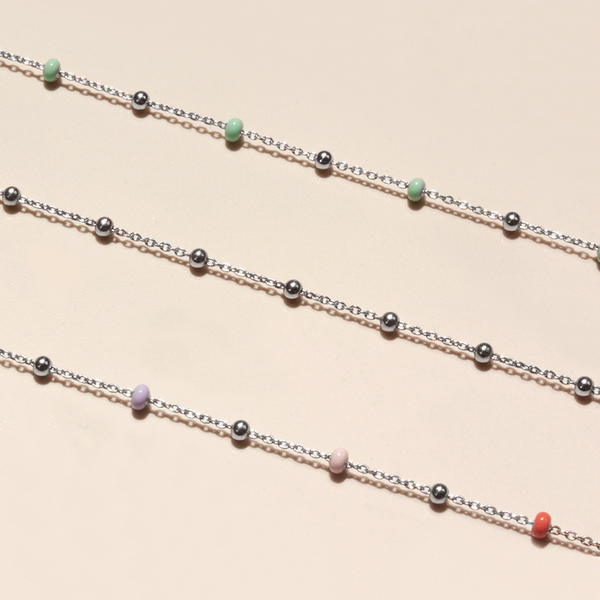 Tobillera Bolitas Plata Personalizable