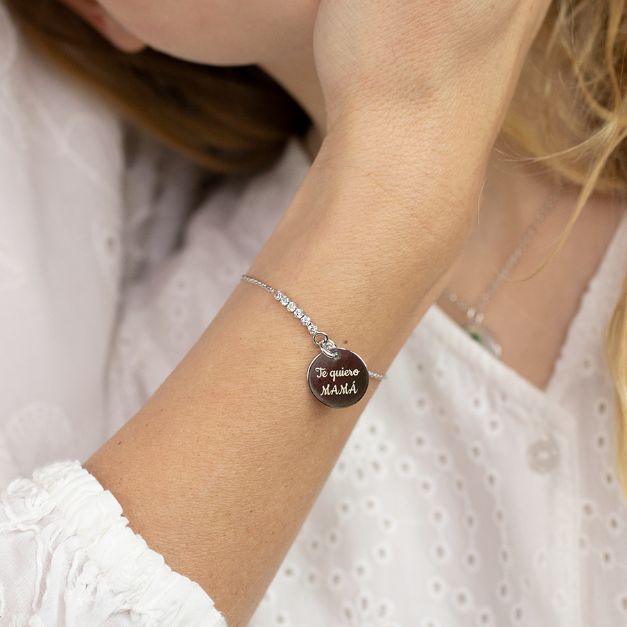 Pulsera Personalizable Circonitas Centro Plata