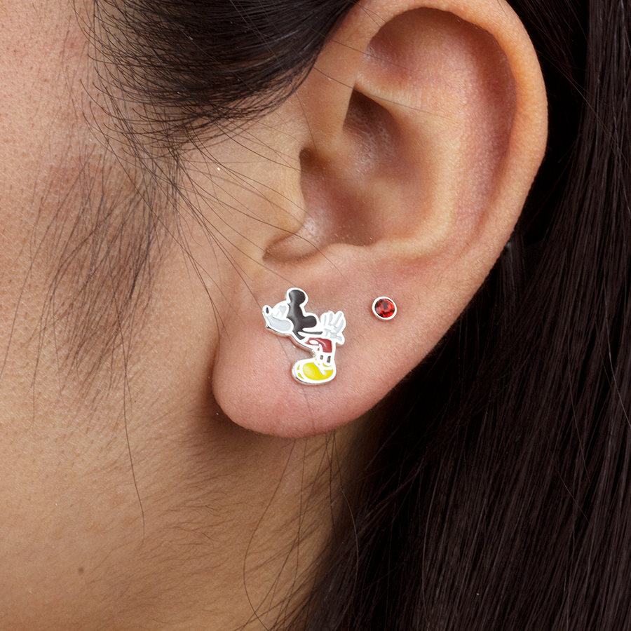 Set Pendientes Minnie y Mickey Kiss Disney Plata