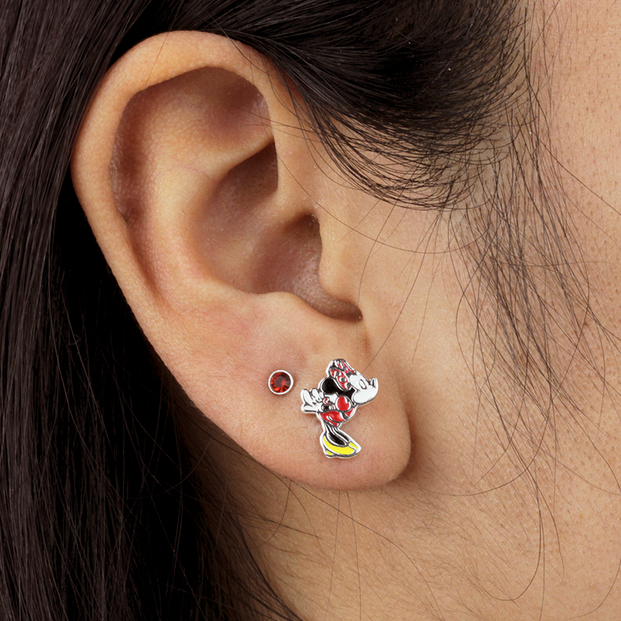 Set Pendientes Minnie y Mickey Kiss Disney Plata