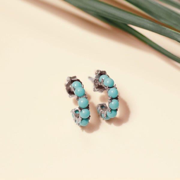 Pendientes Aro Turquesas Ø 10mm Plata