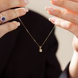 Cadena y Colgante Square Diamante 0,20ct en oro