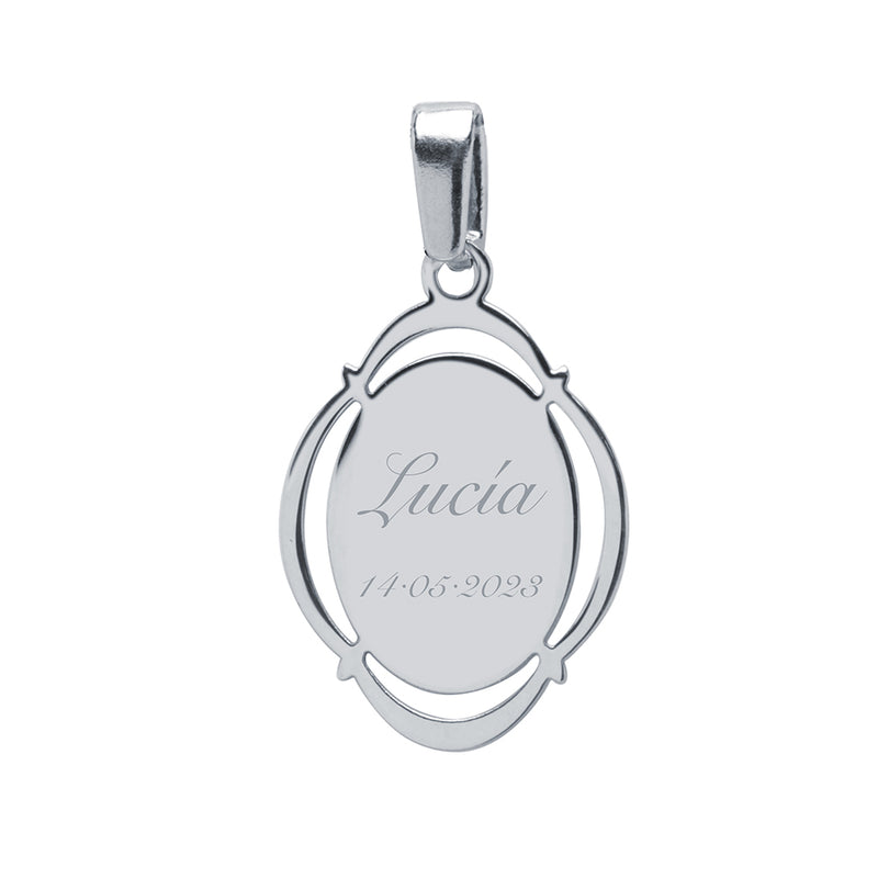 Colgante Virgen Niña Ovalada Plata