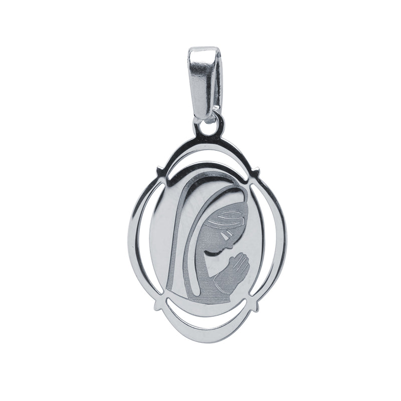 Colgante Virgen Niña Ovalada Plata