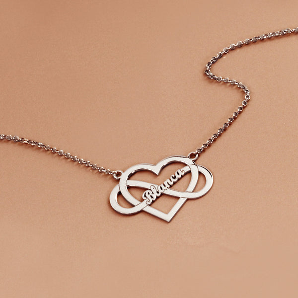 Collar con Nombre Corazón Infinito Plata