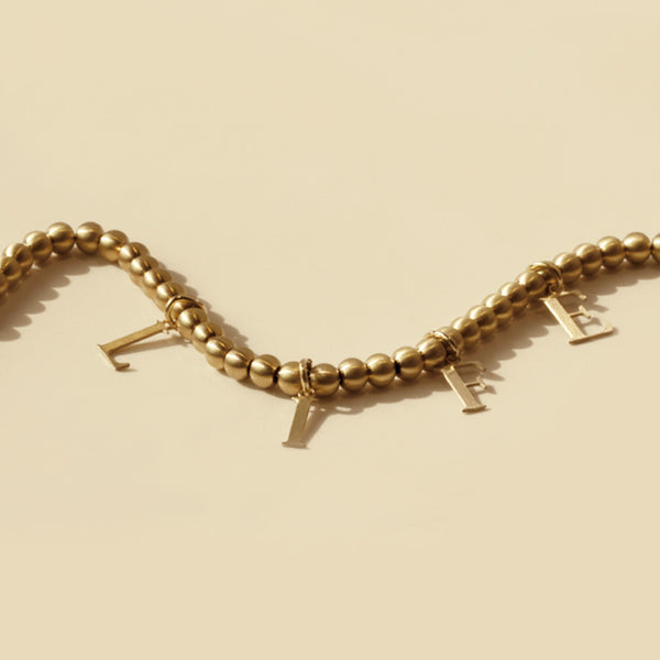 Pulsera con inicial 4 letras Acero Doré Vintage