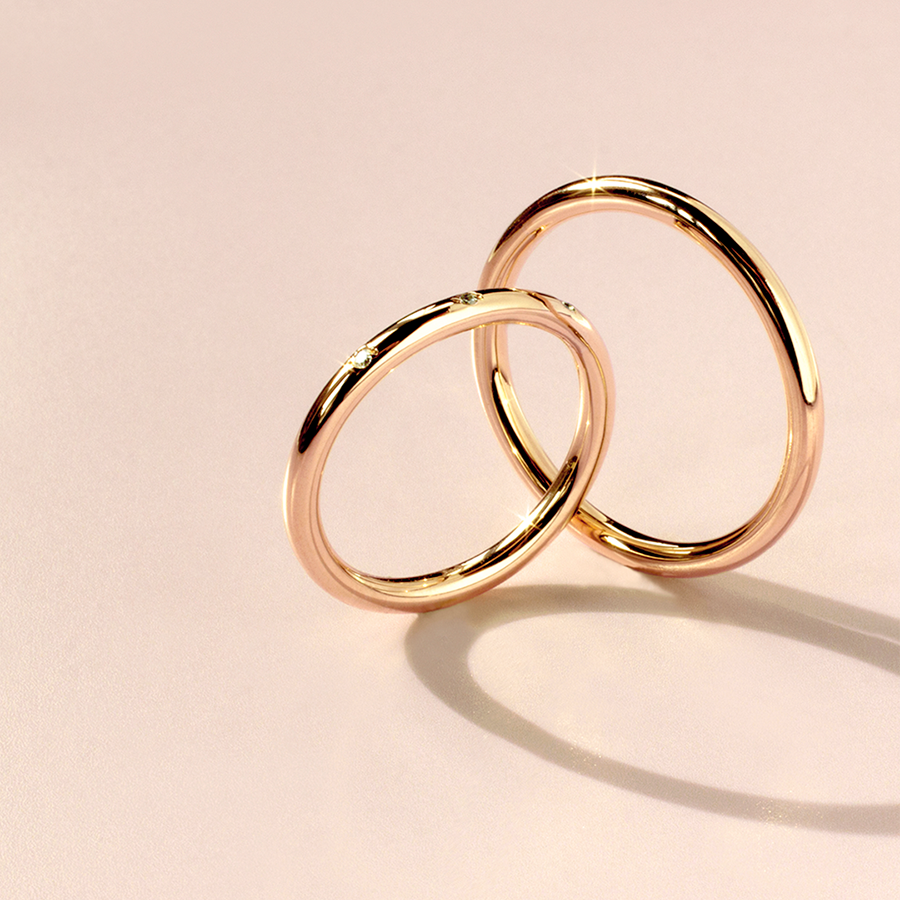 Alianza de Boda Redonda 2mm 1 Diamante y Oro 9k