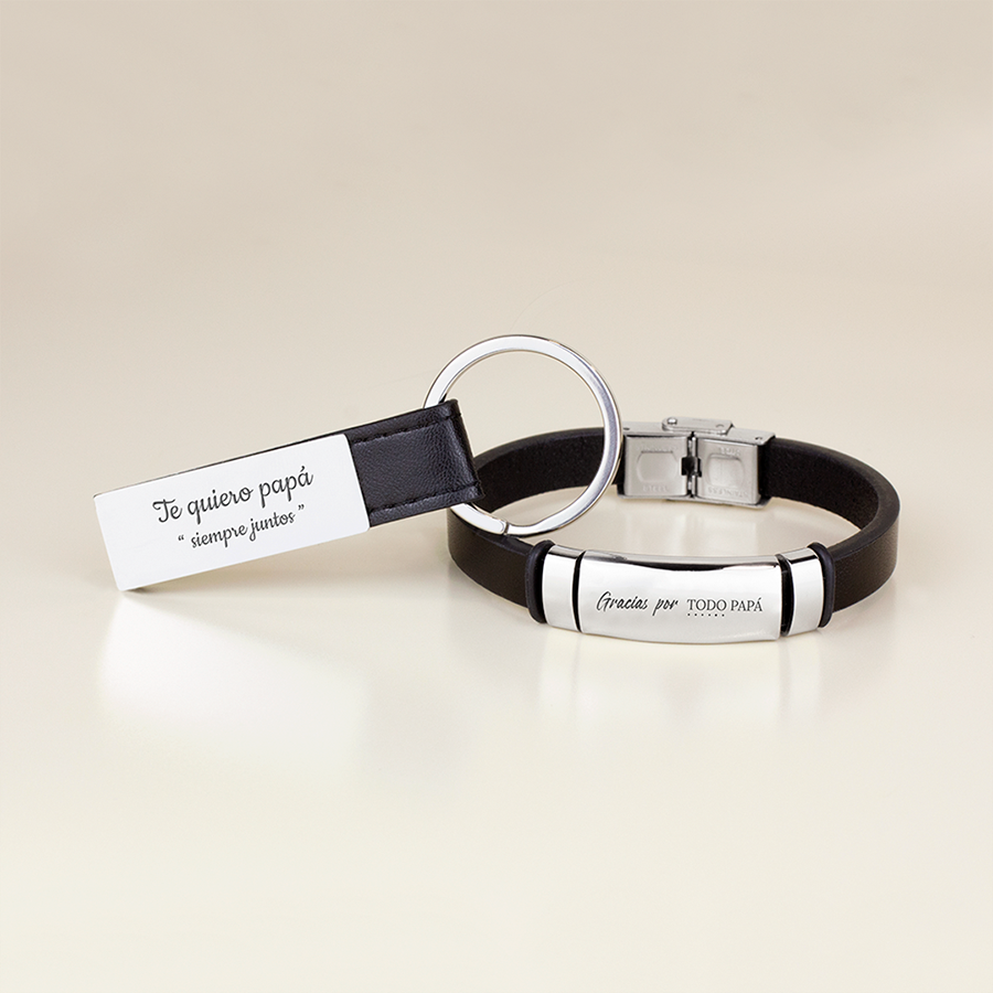 Pack Llavero y Pulsera Hombre Acero