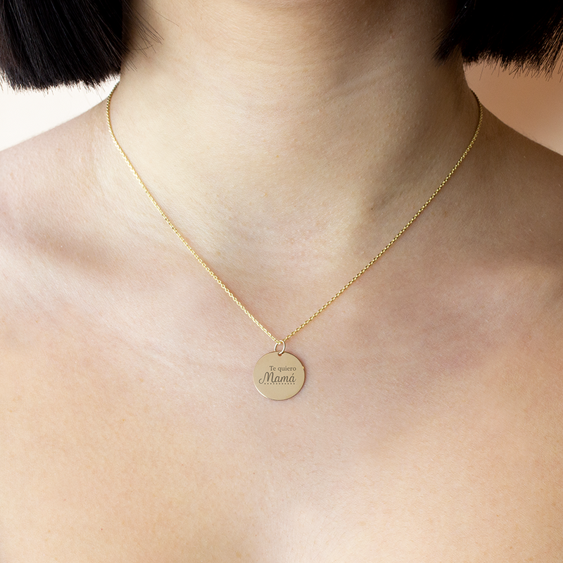 Collar Personalizable Medalla Pequeña en Oro