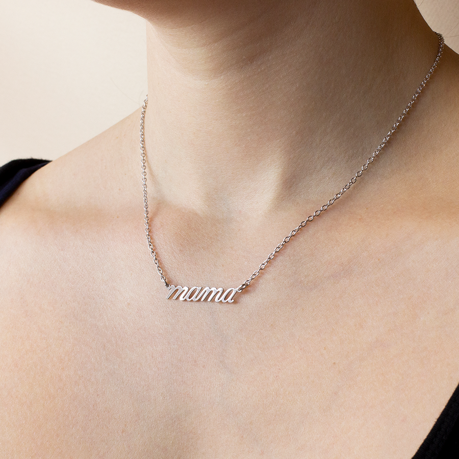 Collar Mama Cursiva Plata