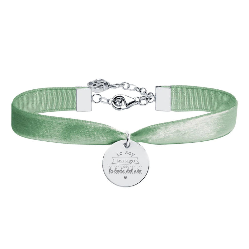 Pulsera Boda Testigos Terciopelo Plata