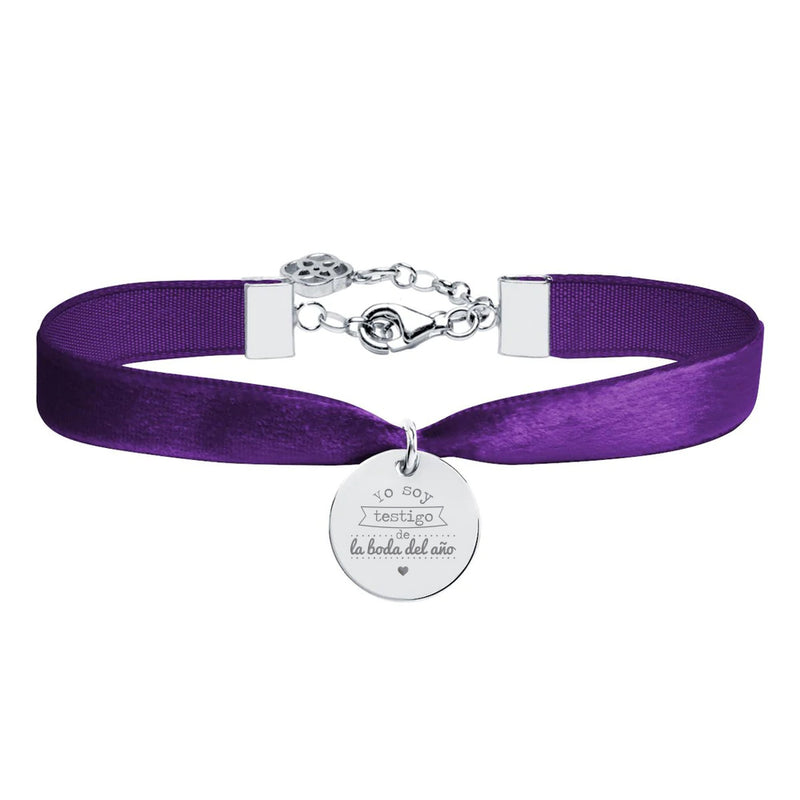 Pulsera Boda Testigos Terciopelo Plata