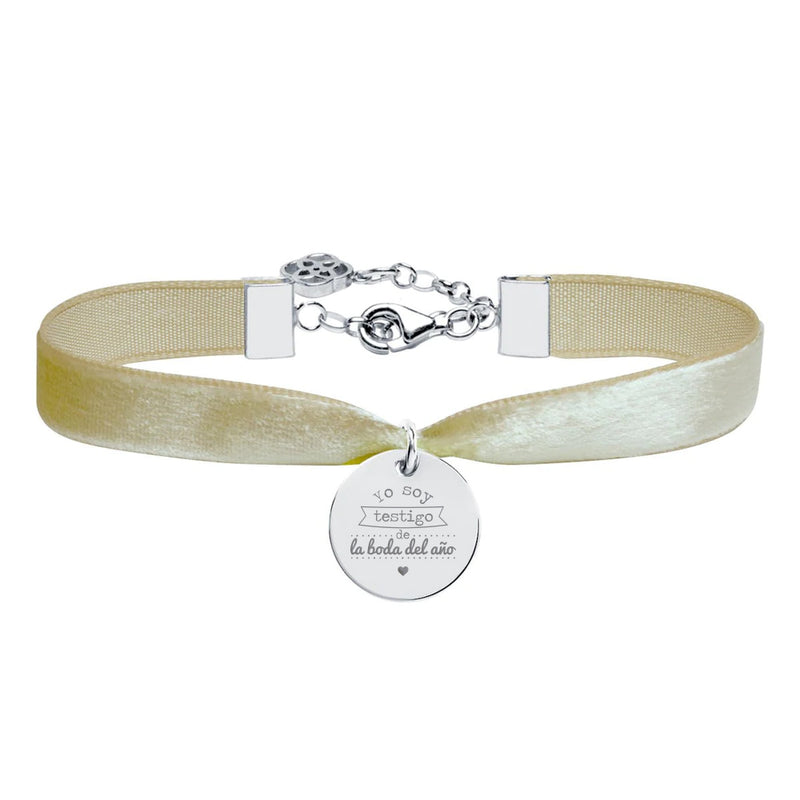 Pulsera Boda Testigos Terciopelo Plata