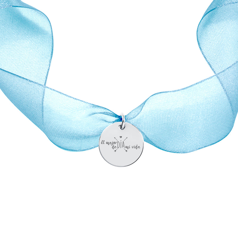Medalla Ramo Novia Organza Pequeña Plata