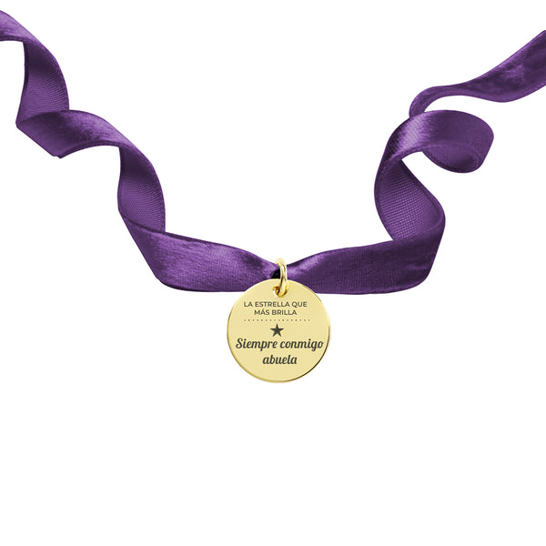 Medalla Ramo Novia Terciopelo Pequeña Plata Doré