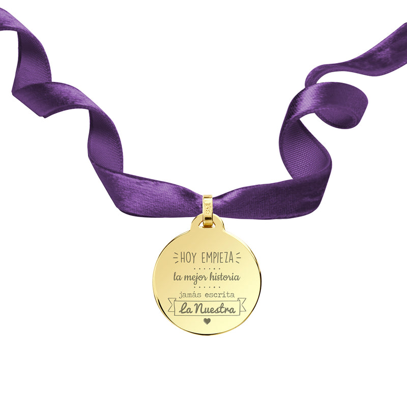 Medalla Ramo Novia Terciopelo Plata Doré