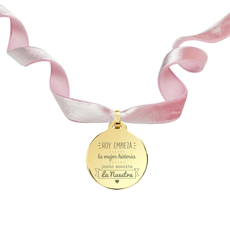 Medalla Ramo Novia Terciopelo Plata Doré